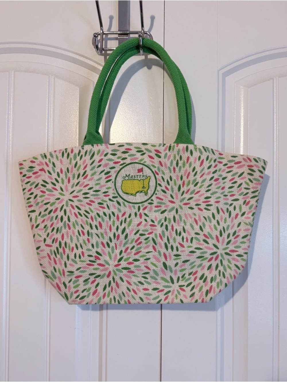 2026 Masters Green & Pink Patterned Tote with Green Handles